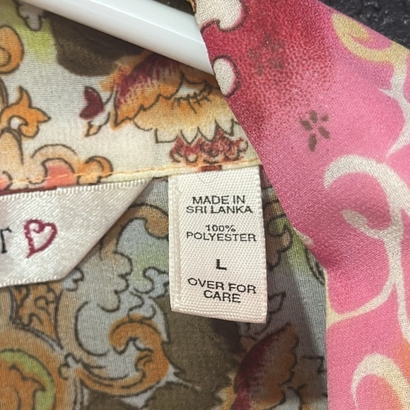 Victoria Secret L Semi Sheer Chiffon Set Floral Ikat Romantic BOHO Size L - Picture 6 of 7